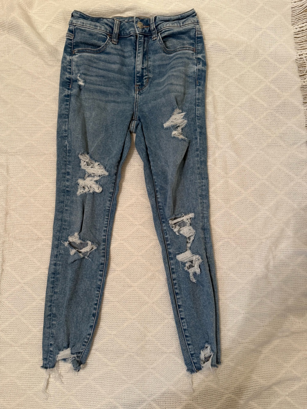 American Eagle Outfitters Distressed Light Blue Skinny Jeans